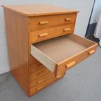 Vintage ladekast papierkast schoolkast tekeningen, Ophalen of Verzenden