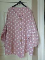 Roze Linnen blouse met witte stippels:mt 46, Ophalen of Verzenden, Zo goed als nieuw, Maat 46/48 (XL) of groter, Roze