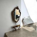 Vintage gouden barok spiegel met legger console tafeltje, Antiek en Kunst, Ophalen, Ovaal, Minder dan 100 cm
