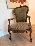 Antieke fauteuil met gestreepte bekleding, Ophalen of Verzenden