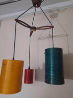 vintage design teak en glasvezel hanglamp jaren 60, Ophalen of Verzenden, Gebruikt