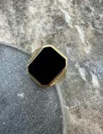 Prachtige 14k gouden zegelring met onyx, Sieraden, Tassen en Uiterlijk, Ringen, Ophalen of Verzenden, 20 of groter, Goud, Heer