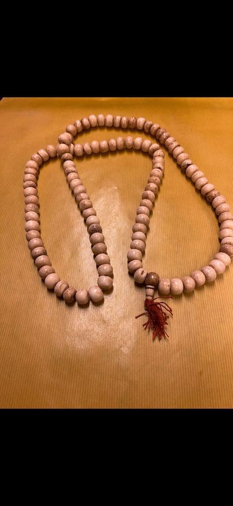 Yakbot Mala Gebedsketting Nepal, Sieraden, Tassen en Uiterlijk, Kettingen, Gebruikt, Overige materialen, Beige, Ophalen of Verzenden