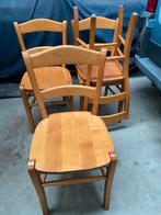 4 stevige houten stoelen, Huis en Inrichting, Stoelen, Ophalen of Verzenden, Zo goed als nieuw, Bruin