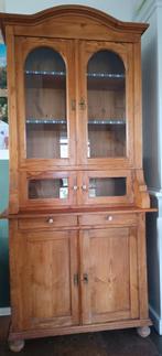 Teak buffetkast met glazen deuren, Huis en Inrichting, Kasten | Buffetkasten, Ophalen, Gebruikt, 100 tot 150 cm, Glas