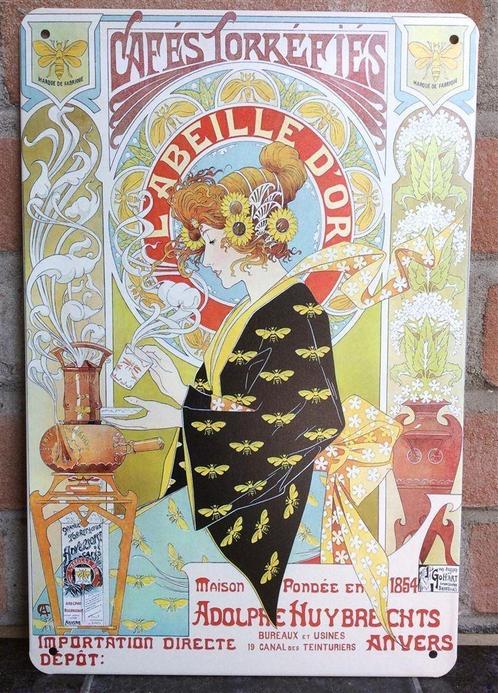 Decoratief Vlaams Art Nouveau Deco Metalen Wandbord, Antiek en Kunst, Kunst | Tekeningen en Foto's, Verzenden