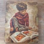 Prent/ poster jongetje met boek, Ophalen of Verzenden