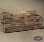 Oud houten railway dienblad mt M hout stoer sober landelijk, Verzenden, Nieuw