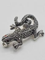 Echt zilveren broche Gekko, met Marcasiet, Sieraden, Tassen en Uiterlijk, Broches, Ophalen of Verzenden, Nieuw, Zilver, Zilver