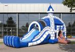 Blauwwit Koepel -Springkasteel met glijbaan of zwembadje, Hobby en Vrije tijd, Ophalen of Verzenden, Overige, Zo goed als nieuw