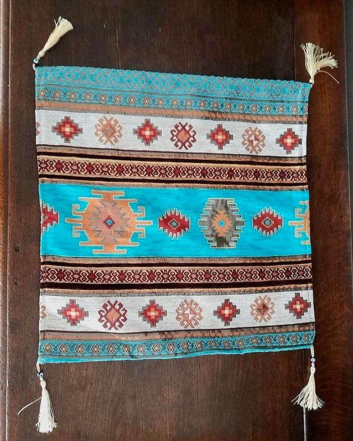 Nieuw kussenovertrek met Ottomaans Kelim patroon aqua blauw, Huis en Inrichting, Woonaccessoires | Kussens, Nieuw, Blauw, Vierkant