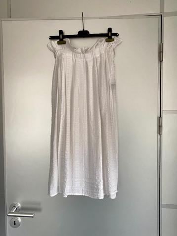 J403 Nieuw: Mandrin&Mint maat 36=S lange linnen rok wit beschikbaar voor biedingen