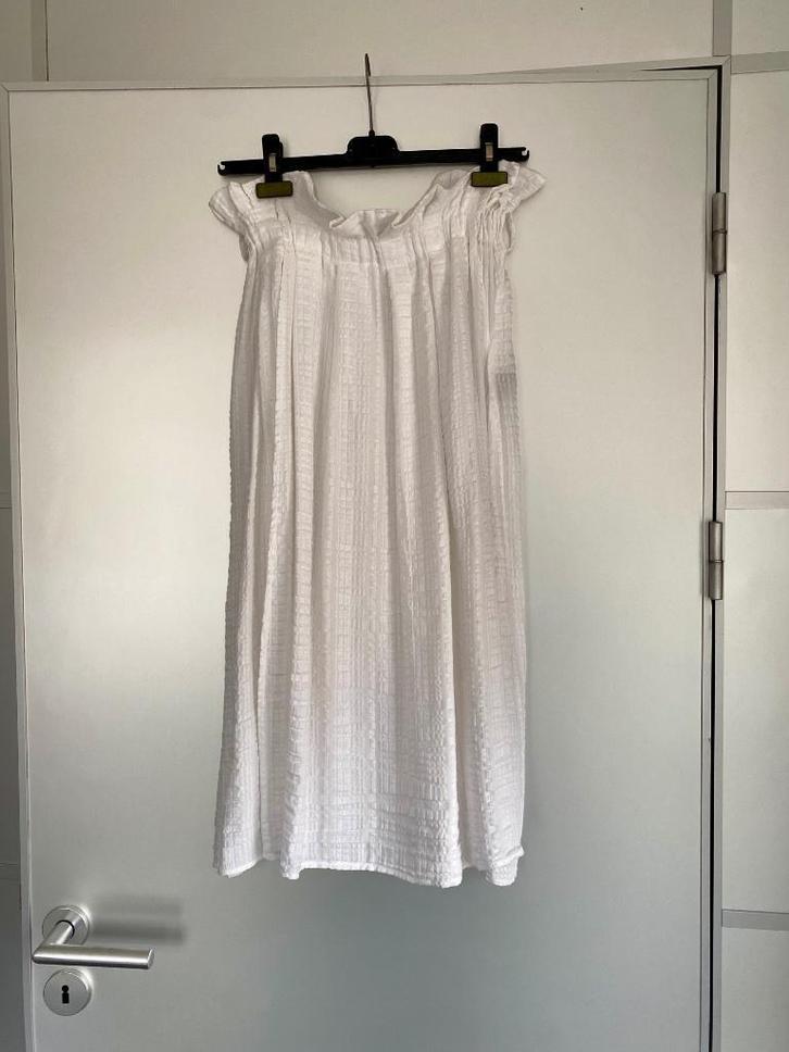 J403 Nieuw: Mandrin&Mint maat 36=S lange linnen rok wit, Kleding | Dames, Rokken, Zo goed als nieuw, Maat 36 (S), Wit, Onder de knie