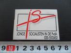 sticker politiek jonge socialisten in de PvdA, Verzamelen, Ophalen, Zo goed als nieuw