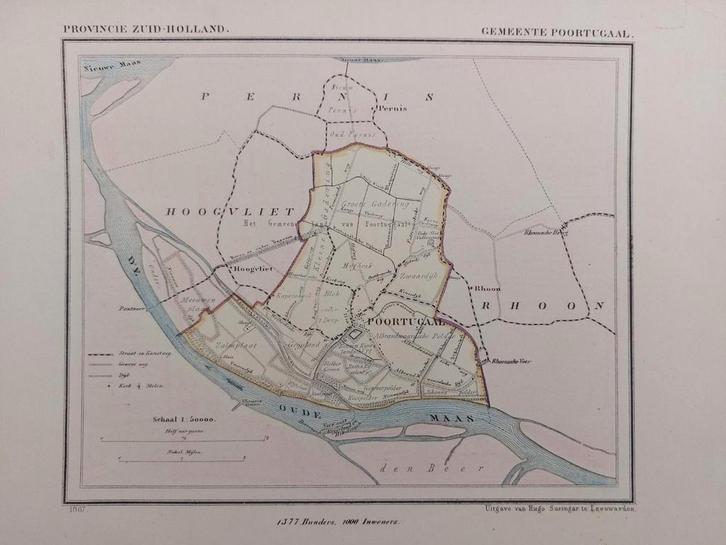 147 / Litho uit 1867 door J. Kuyper van Poortugal ZH, Antiek en Kunst, Kunst | Litho's en Zeefdrukken, Ophalen of Verzenden