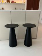 2 zwarte bijzettafels Kwantum 60x35cm, Overige materialen, Minder dan 55 cm, Rond, Zo goed als nieuw