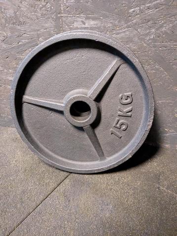 Gietijzeren Halterschijven 2x15kg  beschikbaar voor biedingen