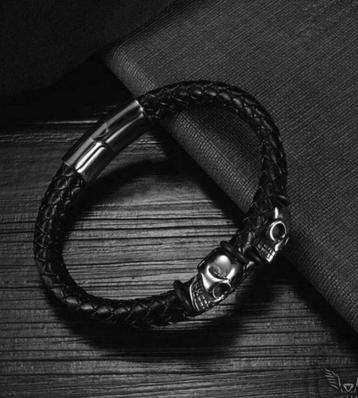 armband, leer, skull, biker, rocker, man, vrouw, leather beschikbaar voor biedingen