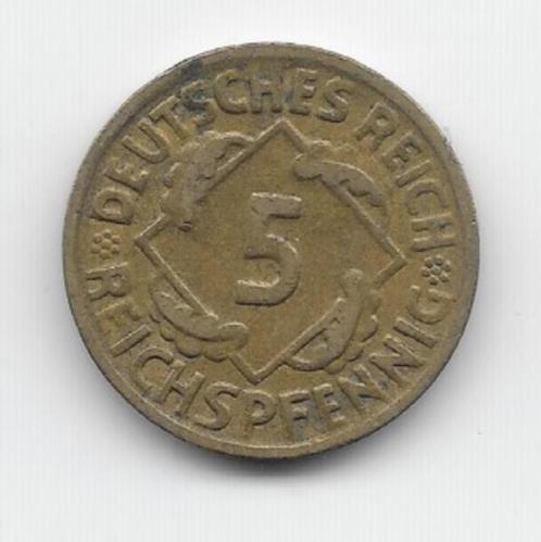 Duitse Rijk 5 reichspfennig 1924 (G) KM# 39, Postzegels en Munten, Munten | Europa | Niet-Euromunten, Losse munt, Duitsland, Verzenden