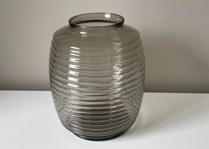 A.D. Copier, Leerdam, Ribbelvaas, "Tonnetje" hoogte: 22 cm., Antiek en Kunst, Antiek | Glas en Kristal, Ophalen of Verzenden