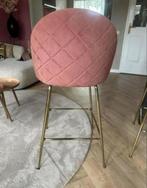 4 Roze Barkrukken met Gouden Onderstel, Huis en Inrichting, Barkrukken, Gebruikt, Met voetsteun, Ophalen of Verzenden, 90 cm of meer
