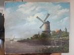 Landschap molen J. van Houten olieverf, Antiek en Kunst, Kunst | Schilderijen | Klassiek, Ophalen of Verzenden