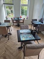 4 prachtige horeca eettafels + 8 fijne stoelen op wieltjes!, Ophalen, Gebruikt, Meubilair