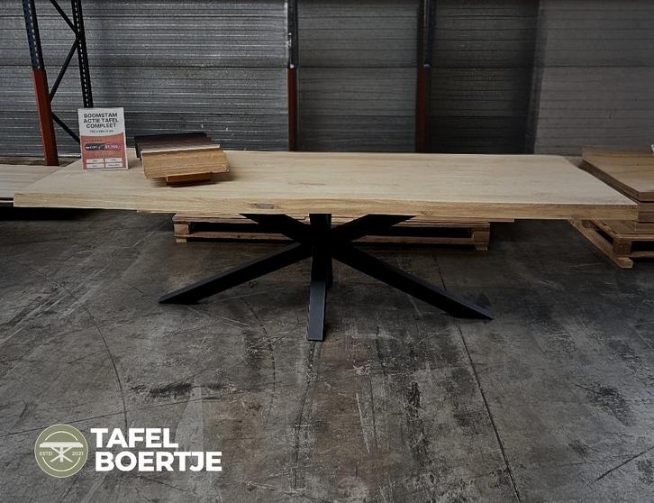 Boomstam eiken tafelblad 260 x 100 cm, Huis en Inrichting, Tafels | Eettafels, Nieuw, 100 tot 150 cm, 200 cm of meer, Vijf personen of meer