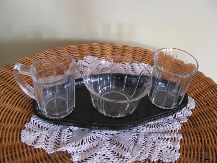 Glas "dik" = roomstel op Leerdam * colopal schotel * FRAAI *, Antiek en Kunst, Antiek | Glas en Kristal, Ophalen of Verzenden