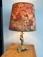 Vintage Messing Tafellamp met Bloemenkap- Art Noveau, Huis en Inrichting, Lampen | Vloerlampen, Ophalen of Verzenden, Gebruikt