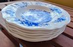 Sarreguemines Romantic, zes diepe borden, blauw wit,'50., Ophalen of Verzenden