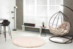 Ronde Fluffy Bunny 180cm Creme zand taupe zwart vloerkleden, Wit, 150 tot 200 cm, Rond, Nieuw