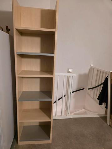 Hoge eiken kast met 6 schappen - 51,5x32,5x200cm beschikbaar voor biedingen