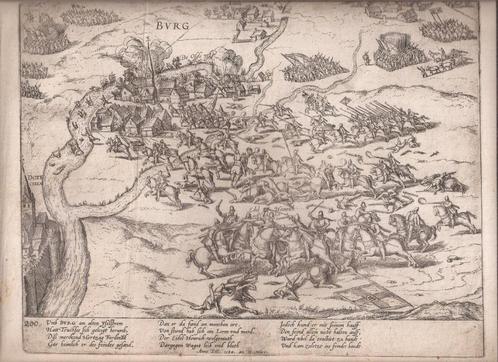 BURG Slag bij Terborg 31 maart 1584 Kopergr. Fr. Hogenberg, Antiek en Kunst, Kunst | Etsen en Gravures, Ophalen of Verzenden