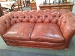 Chesterfield bank en Fauteuil, Ophalen of Verzenden, Zo goed als nieuw, 75 tot 100 cm, Leer