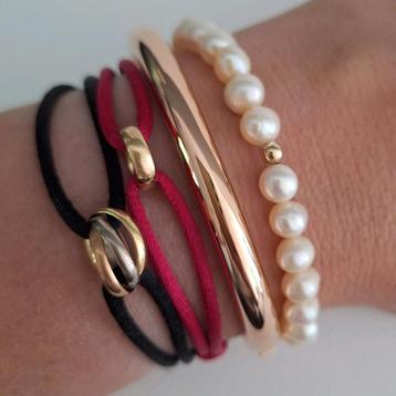 Rosegoud goud parel armband gouden 14 krt bracelet bolletje  beschikbaar voor biedingen