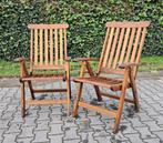2 Teak & Garden teakhouten standenstoelen, inklapbaar, Tuin en Terras, Ophalen, Gebruikt, Teakhout, Verstelbaar