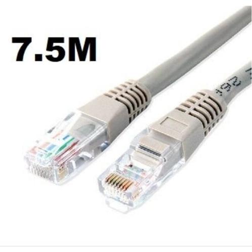 Cat5E UTP Netwerkkabel Grijs 7,50m, Computers en Software, Pc- en Netwerkkabels, Nieuw, Ophalen of Verzenden