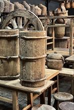 Chinese pot bucket oud houd sober landelijk wonen vijzel, Ophalen, Overige kleuren, Aardewerk of Porselein, Nvt