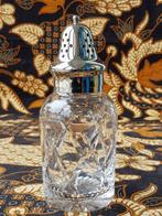 Antieke strooier uit Engeland van silverplate en kristal., Antiek en Kunst, Ophalen of Verzenden
