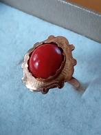 Prachtige antieke 14 kt rose gouden ring grote bloedkoraal, Sieraden, Tassen en Uiterlijk, Antieke sieraden, Ophalen of Verzenden