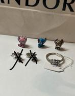Pandora Disney Ring, Stitch & Angel Bedels, Sieraden, Tassen en Uiterlijk, Bedels, Verzenden, Zo goed als nieuw, Zilver