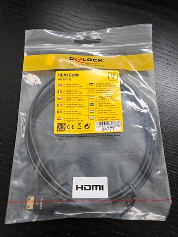 Kabel HDMI A male naar HDMI C mini male 4K 60Hz 1,5 meter beschikbaar voor biedingen