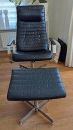 Relaxfauteuil met voetenbankje, Huis en Inrichting, Ophalen, Gebruikt, 50 tot 75 cm, Leer