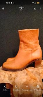 Manfield cognac leren laarsjes 39, Kleding | Dames, Verzenden, Zo goed als nieuw, Bruin