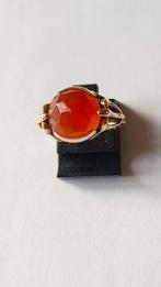 Oude gouden ring met facet geslepen Carneool, 14 krt, Verzenden, Goud, Ring, Met edelsteen