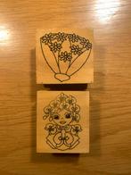 2 Vintage Stempels - Bloemen & meisje Figuur - nieuw!