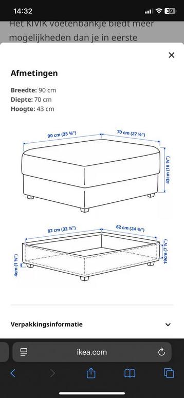Ikea Kivik tweezits bank incl. poef. Amper gebruikt. - afbeelding 8