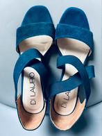 Leren Suède Sleehak Sandalen Di Lauro Maat 40 Blauw, Blauw, Sandalen of Muiltjes, Ophalen of Verzenden, Di Lauro