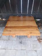 Robuuste landelijke houten salontafel, Huis en Inrichting, Tafels | Salontafels, Ophalen, Zo goed als nieuw, Vierkant, Teakhout